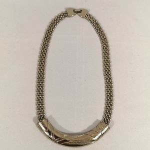 Unique Vintage Nina Ricci Stamped Art Deco Silver-tone Necklace, Thick Chain